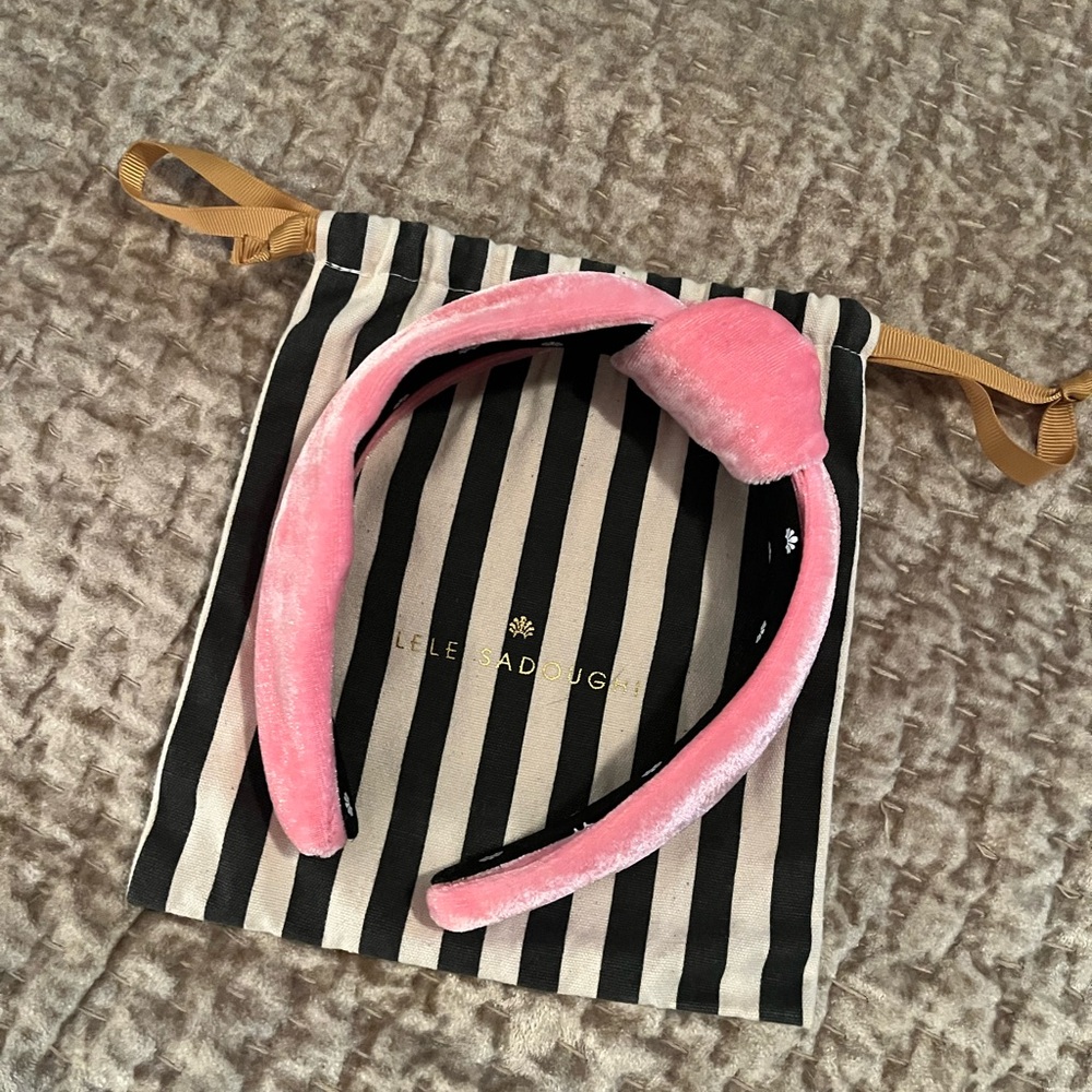 Lele Sadoughi velvet Pink Knot Headband